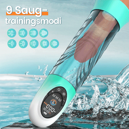 Green Pioneer – Wasser-Penispumpe mit 4 Druckstufen und 9 Saugmodi und LCD-Display