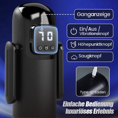 Phantom - 7 Saugungen 7 Vibrationen  Doppelgriffe  Grobe Granulat-Kanaltextur  Männer-Masturbator