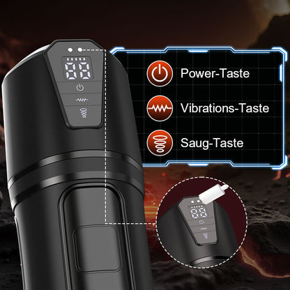 Challenger - 10 Vibrationen, 5 Saugungen, Ultra-Realistische Vagina, Simulierter Masturbator